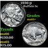 Image 1 : 1936-p Buffalo Nickel 5c Grades GEM+ Unc