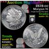 Image 1 : ***Auction Highlight*** 1878-cc Morgan Dollar $1 Graded GEM+ PL By USCG (fc)
