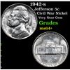Image 1 : 1942-s Jefferson Nickel 5c Grades Choice+ Unc