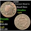 Image 1 : 1820 Coronet Head Large Cent 1c Grades vg+