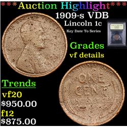 ***Auction Highlight*** 1909-s VDB Lincoln Cent 1c Graded vf details By USCG (fc)