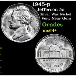 1945-p Jefferson Nickel 5c Grades Choice+ Unc