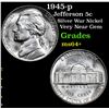 Image 1 : 1945-p Jefferson Nickel 5c Grades Choice+ Unc