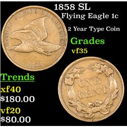 1858 SL Flying Eagle Cent 1c Grades vf++