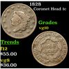 Image 1 : 1828 Coronet Head Large Cent 1c Grades vg+