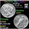 Image 1 : ***Auction Highlight*** 1928-p Peace Dollar $1 Graded Select+ Unc By USCG (fc)