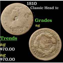 1810 Classic Head Large Cent 1c Grades ag