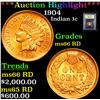 Image 1 : ***Auction Highlight*** 1904 Indian Cent 1c Graded GEM+ Unc RD By USCG (fc)