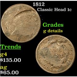 1812 Classic Head Large Cent 1c Grades g details