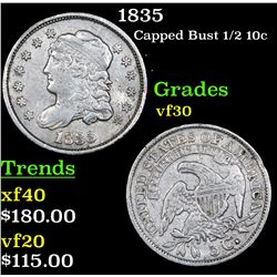 1835 Capped Bust Half Dime 1/2 10c Grades vf++