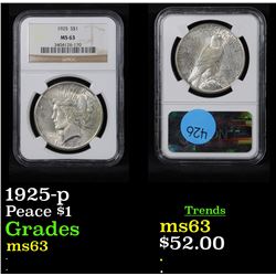 1925-p Peace Dollar $1 Graded ms63 By NGC