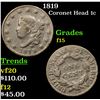 Image 1 : 1819 Coronet Head Large Cent 1c Grades f+