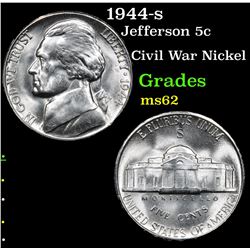 1944-s Jefferson Nickel 5c Grades Select Unc