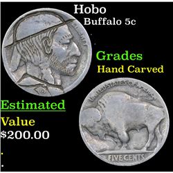 Hobo Buffalo Nickel 5c Grades Hand Carved