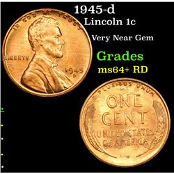 1945-d Lincoln Cent 1c Grades Choice+ Unc RD