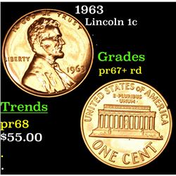 1963 Lincoln Cent 1c Grades Gem++ Proof Red