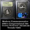 Image 1 : 1989-s Congress . . Proof Commem Half Dollar 50c Graded GEM++ Proof Deep Cameo By USCG