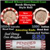 Image 1 : Mixed small cents 1c orig shotgun roll, 1915-d Wheat Cent, 1880 Indian Cent other end