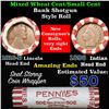 Image 1 : Mixed small cents 1c orig shotgun roll, 1916-d Wheat Cent, 1896 Indian Cent other end