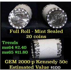 2000-p $10 Bank Rolled Kennedy Half Dollar Shotgun Roll