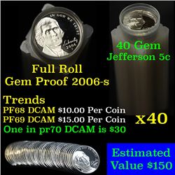 Proof 2006-s Jefferson nickel 5c roll, 40 pieces (fc)