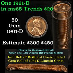 Full roll of 1961-d Lincoln Cents 1c Uncirculated Condition . .