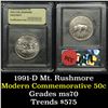 Image 1 : 1991-d Mt. Rushmore . . Modern Commem Half Dollar 50c Grades ms70, Perfection