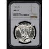 Image 2 : NGC 1924-p Peace Dollar $1 Graded ms63 By NGC
