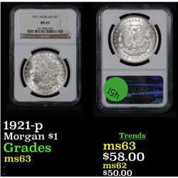 NGC 1921-p Morgan Dollar $1 Graded ms63 By NGC