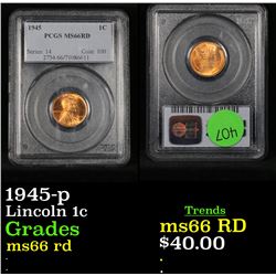 PCGS 1945-p Lincoln Cent 1c Graded ms66 rd By PCGS