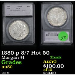1880-p 8/7 Hot 50 Morgan Dollar $1 Graded au50 By SEGS