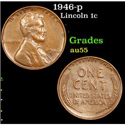 1946-p Lincoln Cent 1c Grades Choice AU