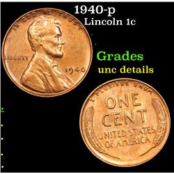 1940-p Lincoln Cent 1c Grades Unc Details