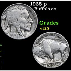 1935-p Buffalo Nickel 5c Grades vf+