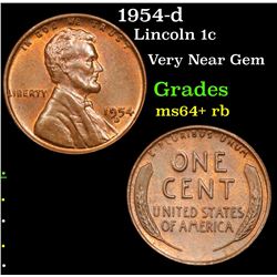 1954-d Lincoln Cent 1c Grades Choice+ Unc RB