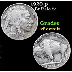 1920-p Buffalo Nickel 5c Grades vf details