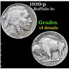 Image 1 : 1920-p Buffalo Nickel 5c Grades vf details