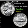 Image 1 : 1945-s Jefferson Nickel 5c Grades Select+ Unc