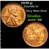 Image 1 : 1939-p Lincoln Cent 1c Grades Choice+ Unc RB
