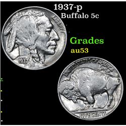 1937-p Buffalo Nickel 5c Grades Select AU