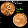 Image 1 : 1951-s Lincoln Cent 1c Grades GEM Unc RB
