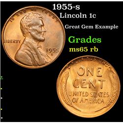 1955-s Lincoln Cent 1c Grades GEM Unc RB