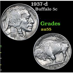 1937-d Buffalo Nickel 5c Grades Choice AU