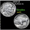 Image 1 : 1937-d Buffalo Nickel 5c Grades Choice AU