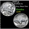 Image 1 : 1937-p Buffalo Nickel 5c Grades Choice AU/BU Slider
