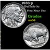 Image 1 : 1936-p Buffalo Nickel 5c Grades Choice AU/BU Slider