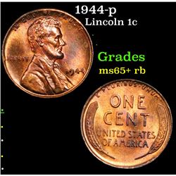 1944-p Lincoln Cent 1c Grades Gem+ Unc RB
