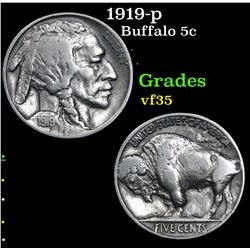 1919-p Buffalo Nickel 5c Grades vf++