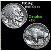 Image 1 : 1919-p Buffalo Nickel 5c Grades vf++