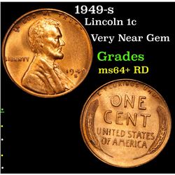 1949-s Lincoln Cent 1c Grades Choice+ Unc RD